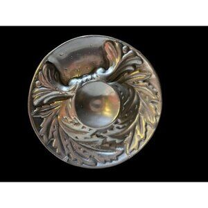 PEWTER Round Dip Dish Art Deco Design 8.5"